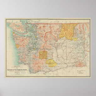 Vintage Karte von Washington-Staat (1897) Poster