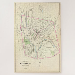 Vintage Karte von Waterbury CT (1893) Puzzle
