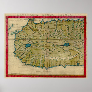 Vintage Karte von Westafrika (1561) Poster