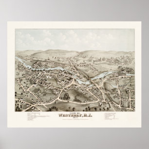Vintage Karte von Westerly, Rhode Island ab 1877 Poster