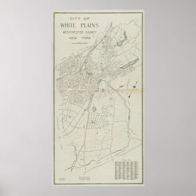 Vintage Karte von White Plains NY (1921) Poster (Vorne)