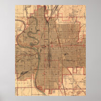 Vintage Karte von Wichita Kansas (1943)