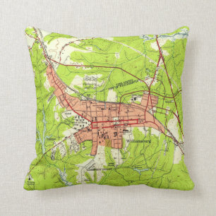 Vintage Karte von Williamsburg Virginia (1952) Kissen