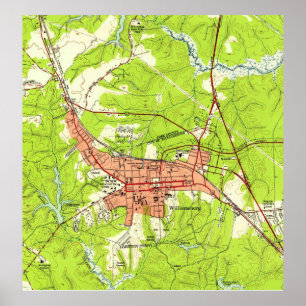 Vintage Karte von Williamsburg Virginia (1952) Poster