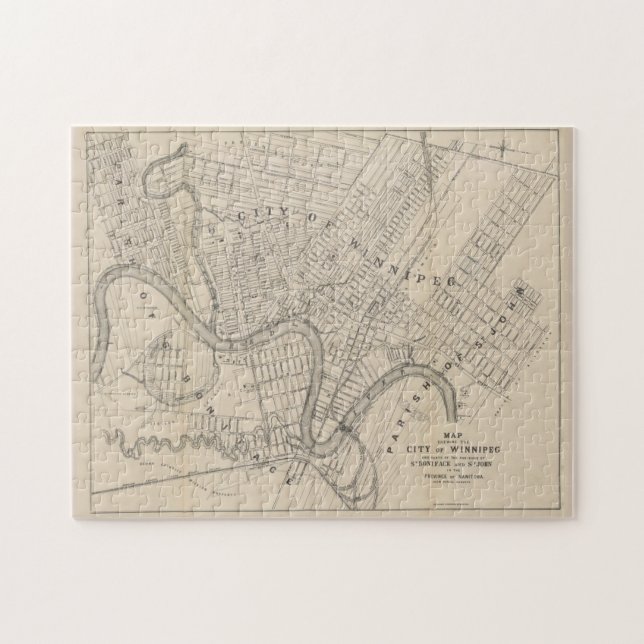 Vintage Karte von Winnipeg Canada (1882) Puzzle (Horizontal)