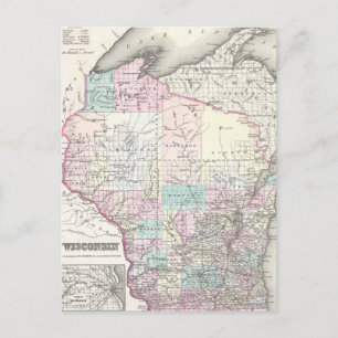 Vintage Karte von Wisconsin (1855)