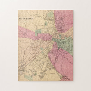 Vintage Karte von Worcester MA (1871) Puzzle