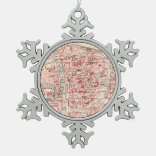 Vintage Karte von Wurzburg Deutschland (1905) Schneeflocken Zinn-Ornament