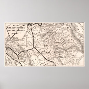 Vintage-Karte von Yosemite 1876 Poster