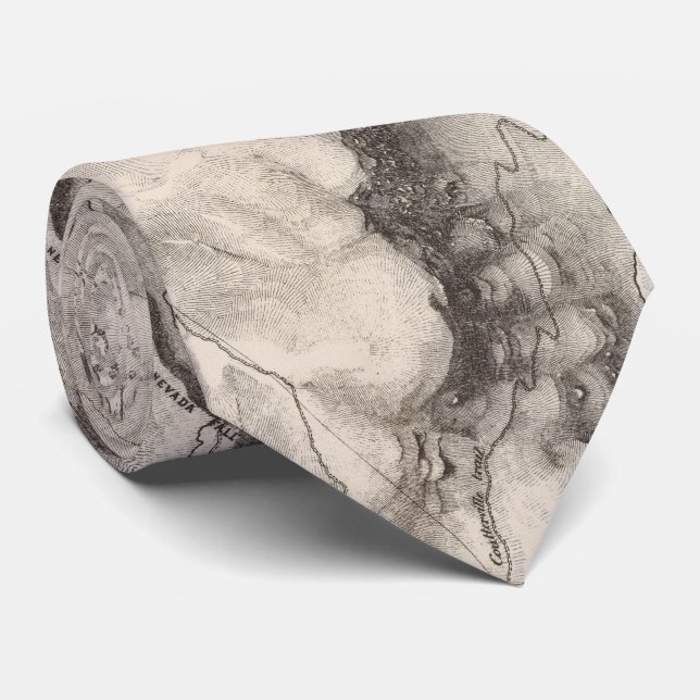 Vintage Karte von Yosemite-Tal (1870) Krawatte (Gerollt)