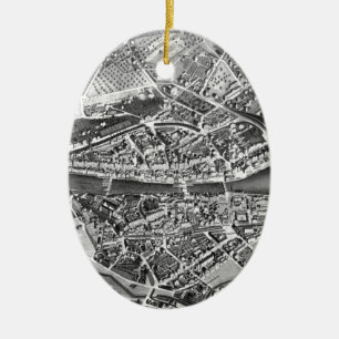 Vintage Karte von Zürich die Schweiz (1850) Keramik Ornament