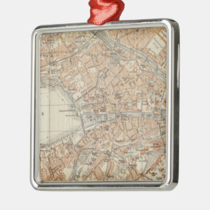 Vintage Karte von Zürich Schweiz (1913) Silbernes Ornament