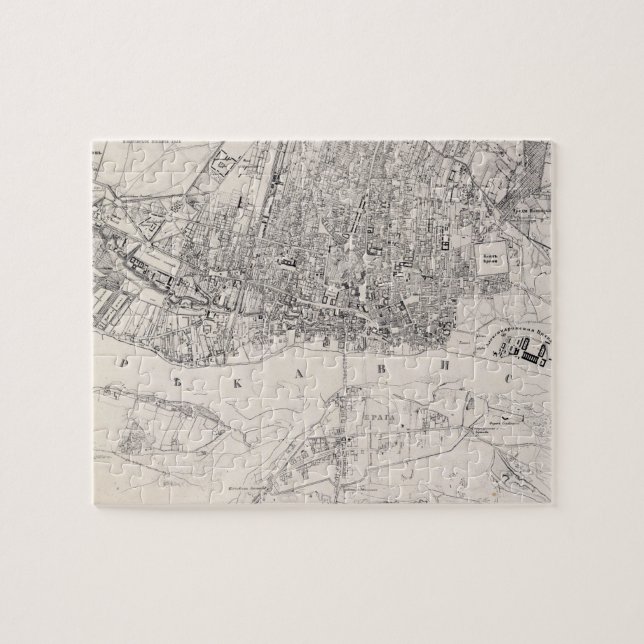 Vintage Karte Warschaus Polen (1836) Puzzle (Horizontal)