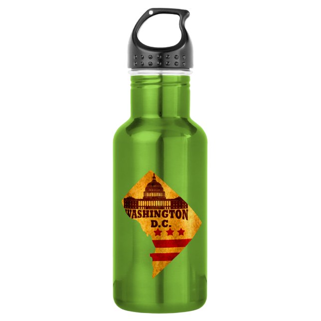 Vintage Karte Washington DC Edelstahlflasche (Vorderseite)
