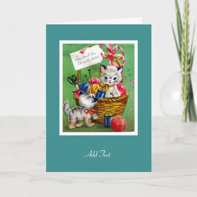 Vintage Karte wird bald gut zwei Kätzchen (Vorderseite)