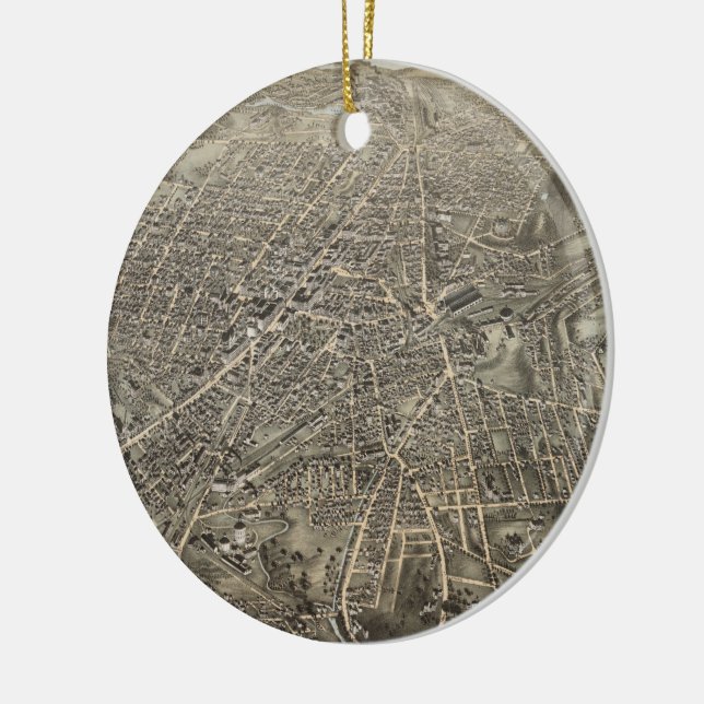 Vintage Karte Worcester MA (1878) Keramikornament (Links)