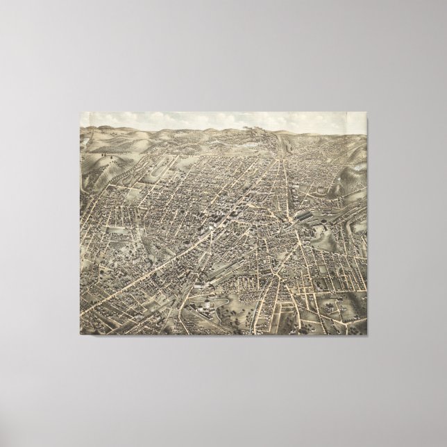 Vintage Karte Worcester MA (1878) Leinwanddruck (Vorderseite)