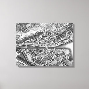 Vintage Karte Zürich Schweiz (1850) Leinwanddruck