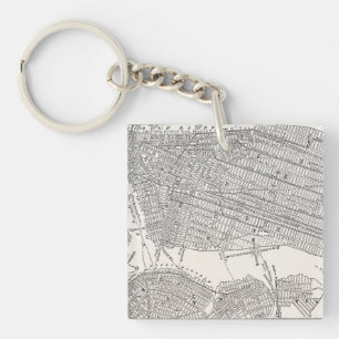 Vintage Karten 1800s New York City Brooklyn Schlüsselanhänger