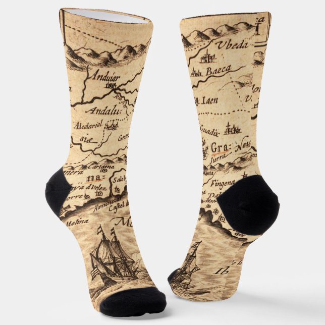 Vintage-Karten-Crew-Socken Socken (Gewinkelt)
