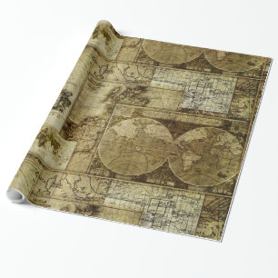 Vintage Karten der alten Welt Antike Karten Geschenkpapier