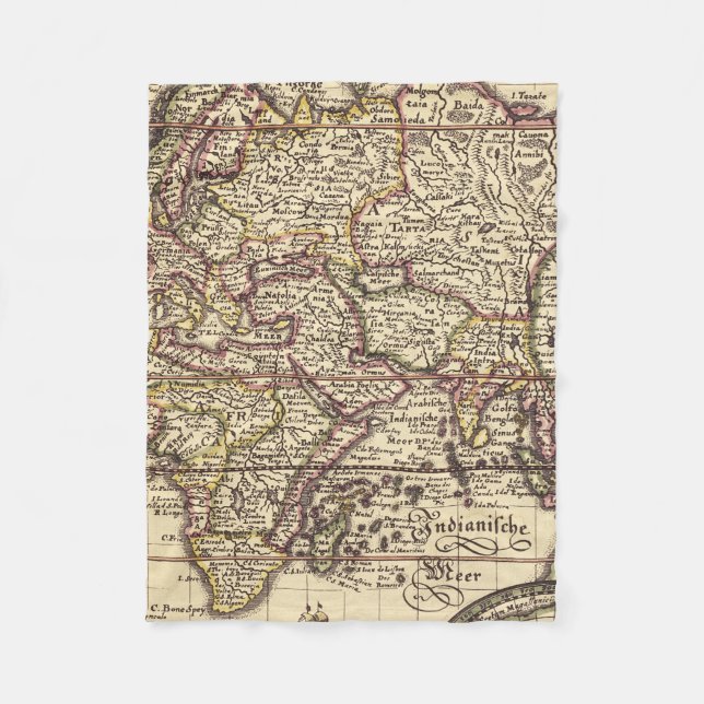 Vintage-Karten-Druck Fleecedecke (Vorderseite)