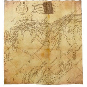 Vintage-Karten-Hintergrundpapier Duschvorhang