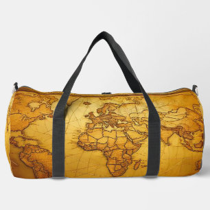 Vintage-Karten-Leder-Optik-Duffel-Tasche Duffle Bag