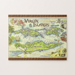 Vintage Karten, USVI Puzzle