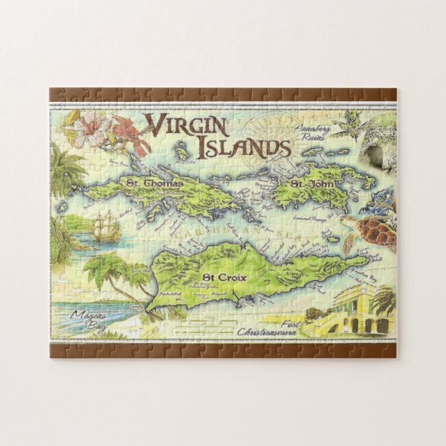 Vintage Karten, USVI Puzzle (Horizontal)