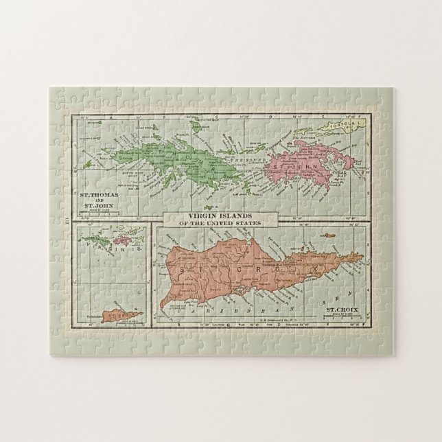 Vintage Karten, USVI Puzzle (Horizontal)