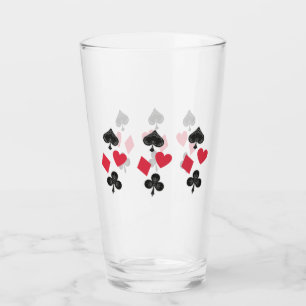 Vintage Kartenkarten-Anzug, Diamant, Herz, Klubs, Glas