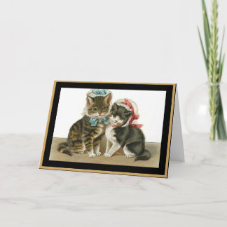 Vintage Kartenkatzenkatzen mit Hasen Karte