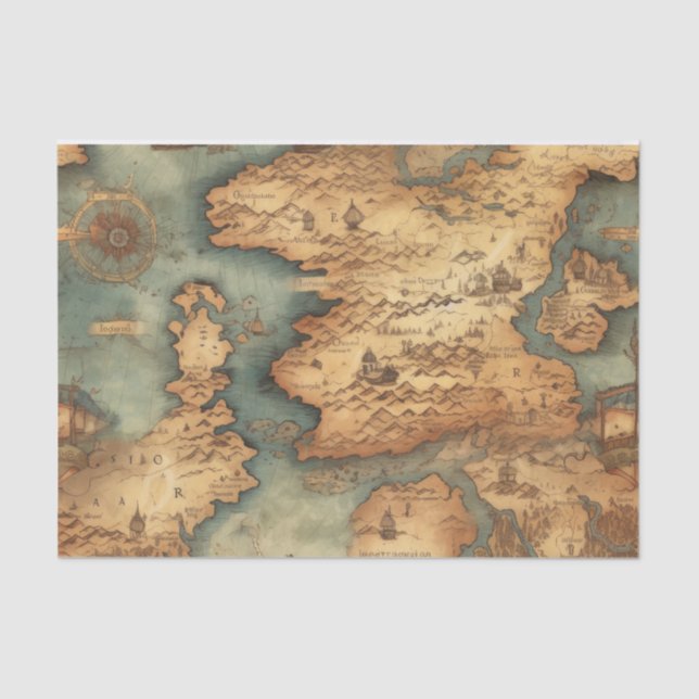 Vintage Kartenschätze Antiquitätenpapier Seidenpapier (Vorderseite)