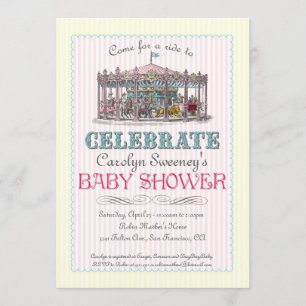 Vintage-Karussell-Baby-Shower-Einladung Einladung