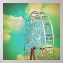 Vintage Karussell Riesenrad Fotografie - Poster