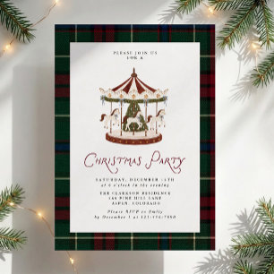 Vintage-Karussell-Tartan-Weihnachtsfeier-Einladung Einladung