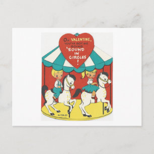Vintage Karussell Valentinstag Feiertagspostkarte