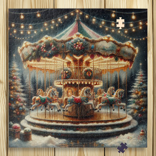Vintage Karussell Weihnachten Whimsical Puzzle