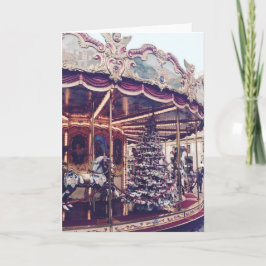 Vintage Karussell-Weihnachtskarte Feiertagskarte