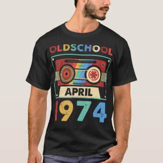 Vintage Kassette Oldschool April 1974 46th Birthda T-Shirt