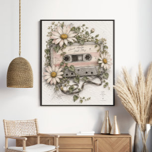 Vintage-Kassette Wildflowers Retro-Musik Poster