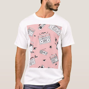 Vintage-Kassettenrekorder: Retro-Muster. T-Shirt