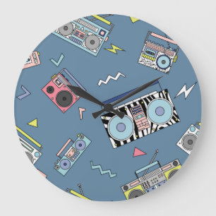 Vintage-Kassettenrekorder: Retro nahtlose Kunst Große Wanduhr