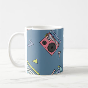 Vintage Kassettenspieler: Retro Nahtlose Kunst Kaffeetasse