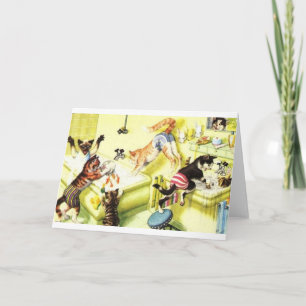 Vintage Kat-Bath-Time-Chaos Karte