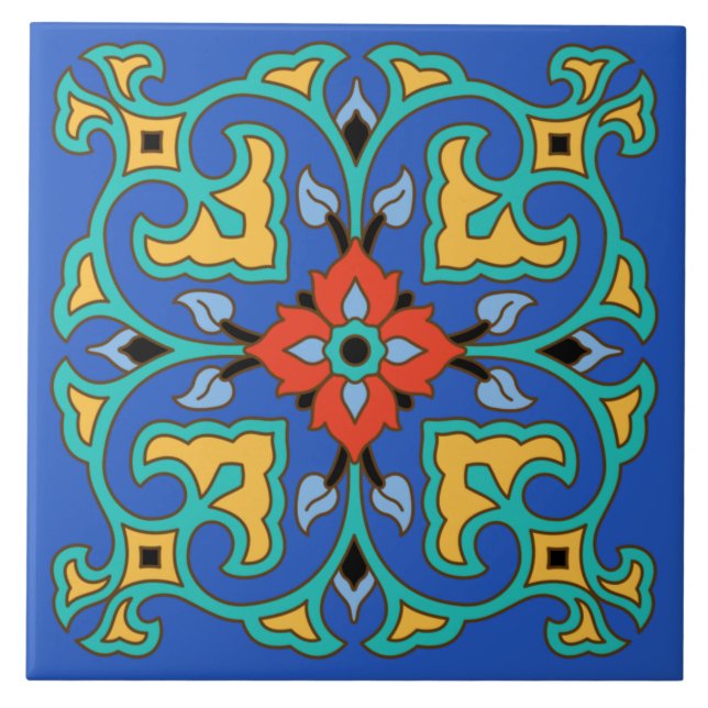 Vintage katalanische Insel Tile Fliese (Vorderseite)