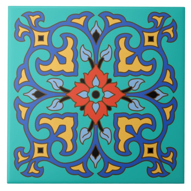 Vintage katalanische Insel Tile Fliese (Vorderseite)