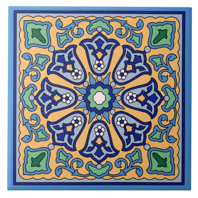 Vintage katalanische Insel Tile Fliese (Vorderseite)