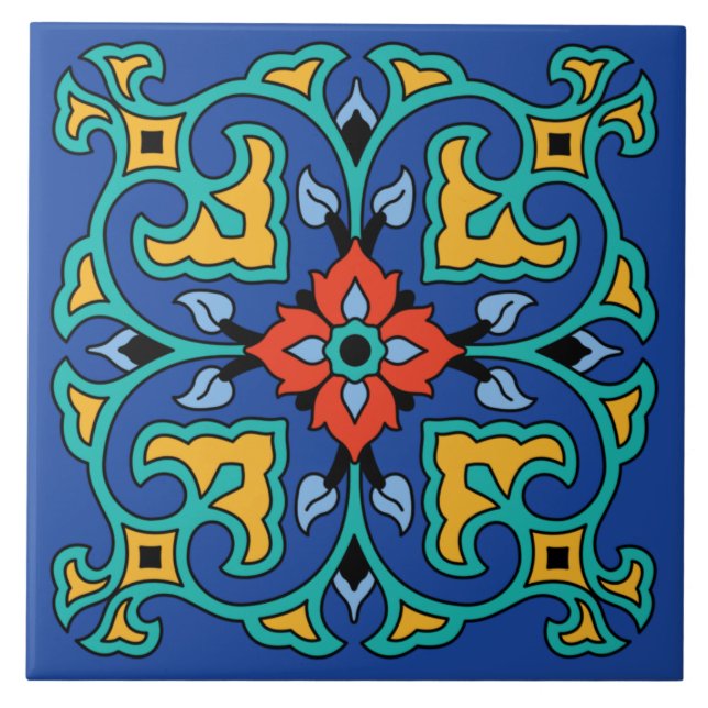 Vintage katalanische Insel Tile Fliese (Vorderseite)